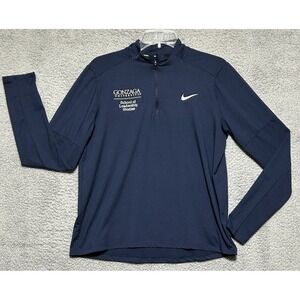 Nike Running Mens Gonzaga University Bulldogs 1/4 Zip Shirt Size L Blue‎